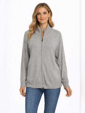 Barefoot Dreams Cozy Chic Ultra Lite Women's Zip-Front Jacket Size 2x He Meadow
